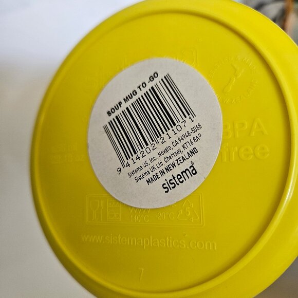 Sistema Soup To Go Style #1107 Medium Soup Mug 646 ml - Yellow NWT - Picture 7 of 13